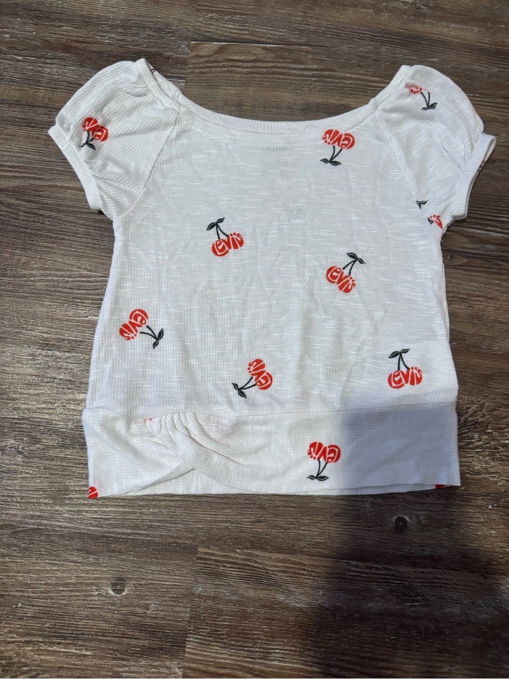 Levi's White Short Sleeve Top with Red Cherry Print